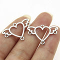 24x16mm 0.8g Zinc Alloy Winged Heart Wing Earring Connector Charm for DIY Earrings Jewelry Making