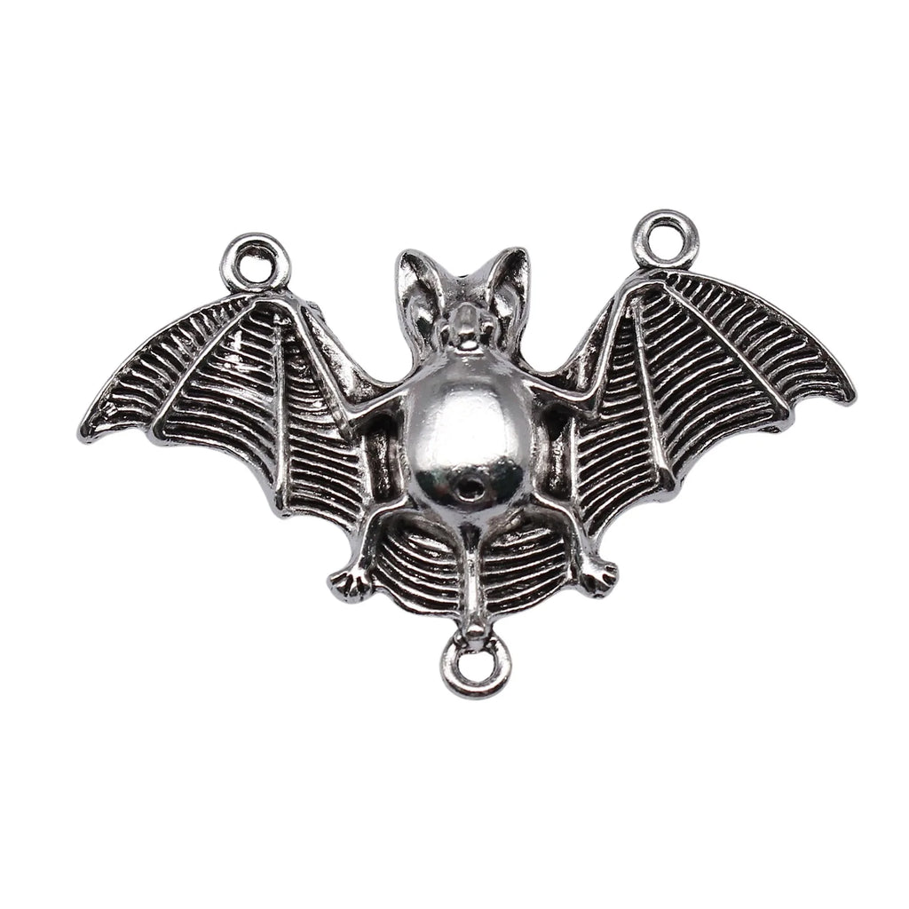 30x48mm 5.1g Multicolor Zinc Alloy Bat Connector Charm for DIY Halloween Necklace Bracelet Making