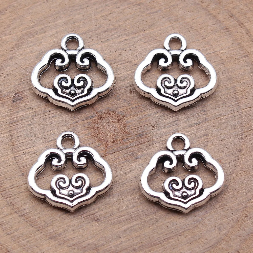 13x13mm 1g Multicolor Zinc Alloy Cloud Lock Charm Pendant for DIY Chinese Style Jewelry Making