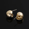 Elegant Gold Alloy Round Ball With Spiral Coil Stud & Clip On No Piercing Statement Earrings