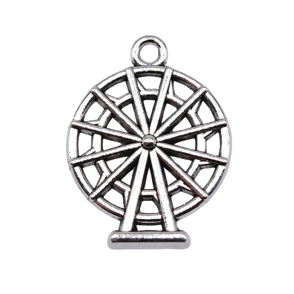 24x18mm 2.44g Antique Silver Zinc Alloy Ferris Wheel Charm Pendant for DIY Bracelet Necklace Making