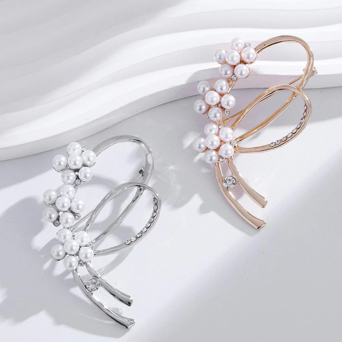 Elegant Pearl Rope Knot Brooch With Rhinestone Alloy Bow, Women's Lapel Pin Corsage Suit Accessory Gift