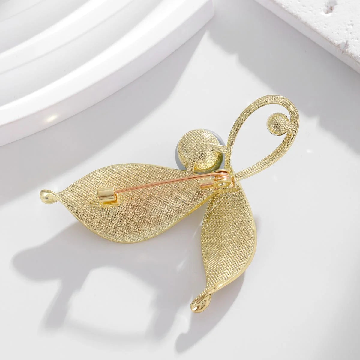 Elegant Double Leaf Pearl Rhinestone Brooch For Women, Gold Alloy Lapel Pin Corsage Suit Accessory Gift