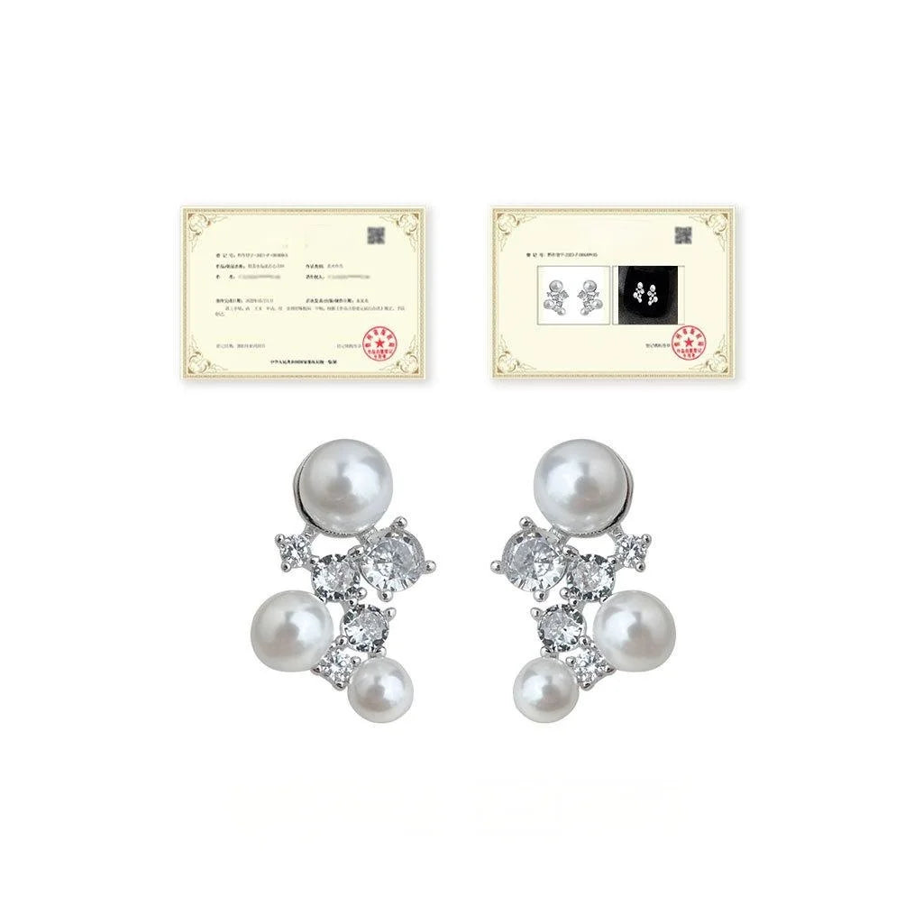 Light Luxury Micro Pave Zircon Constellation Geometric Copper Stud Earrings