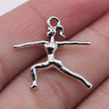 21x23mm 1.5g Antique Silver Zinc Alloy Gymnast Charm Pendant for Sports Theme DIY Jewelry Making