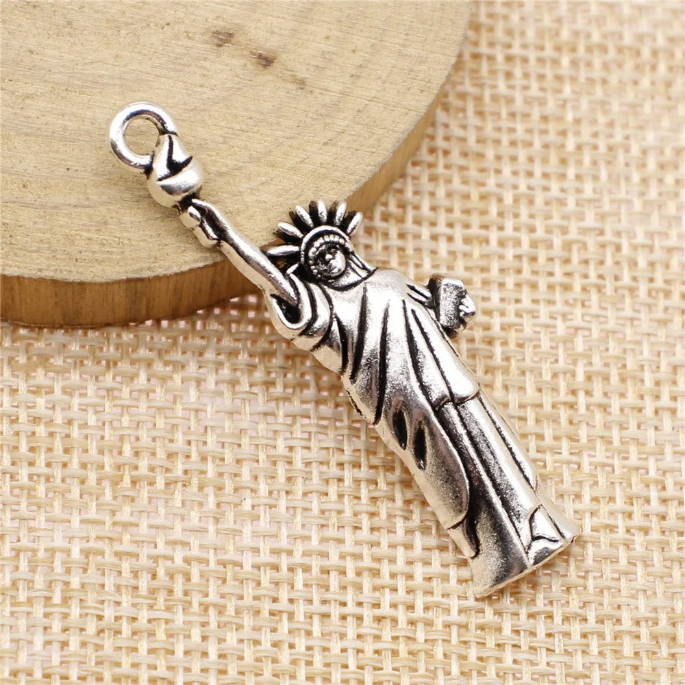 49x14mm 2.6g Multicolor Zinc Alloy Statue of Liberty Charm Pendant for DIY Jewelry Making