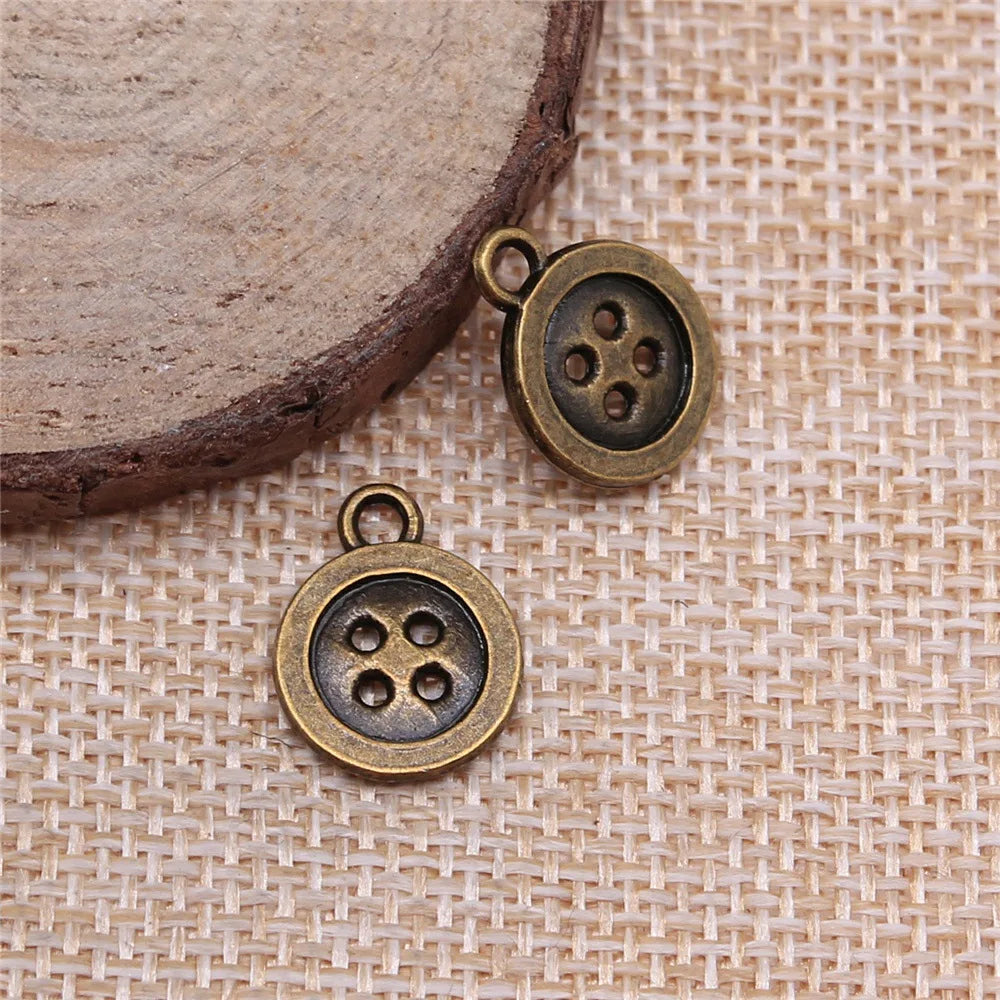 16x12mm 1.2g Multicolor Zinc Alloy Button Charm Pendant for DIY Necklace Bracelet Jewelry Making