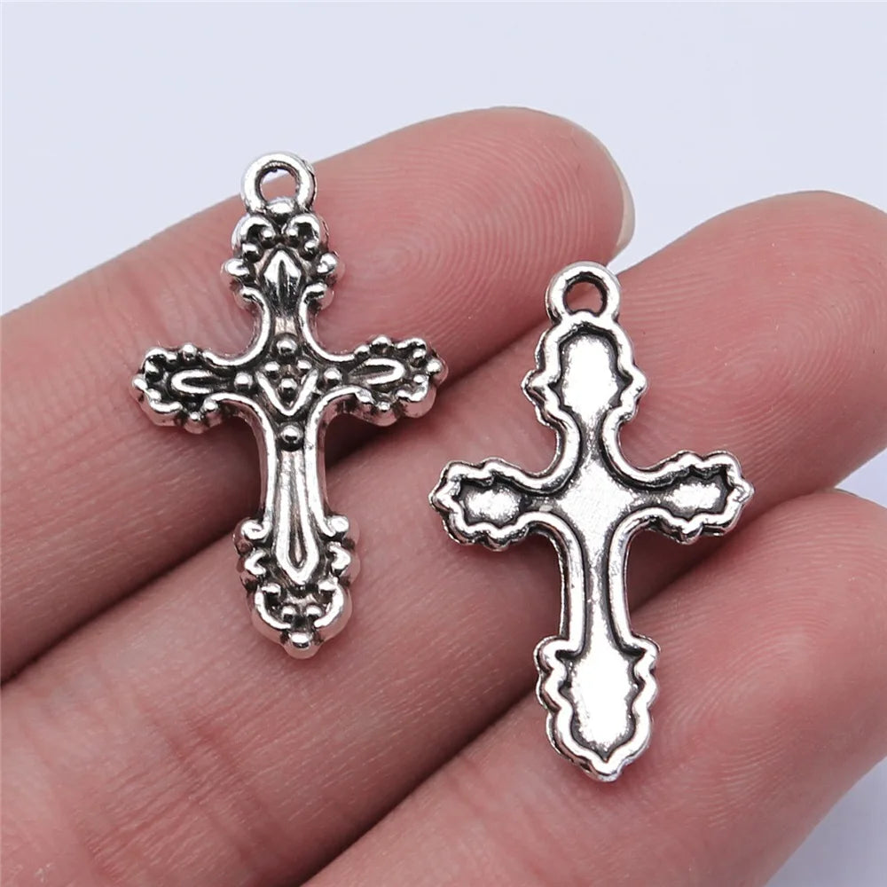 28x17mm 1.35g Antique Silver Zinc Alloy Cross Charm Pendant for DIY Necklace Bracelet Jewelry Making
