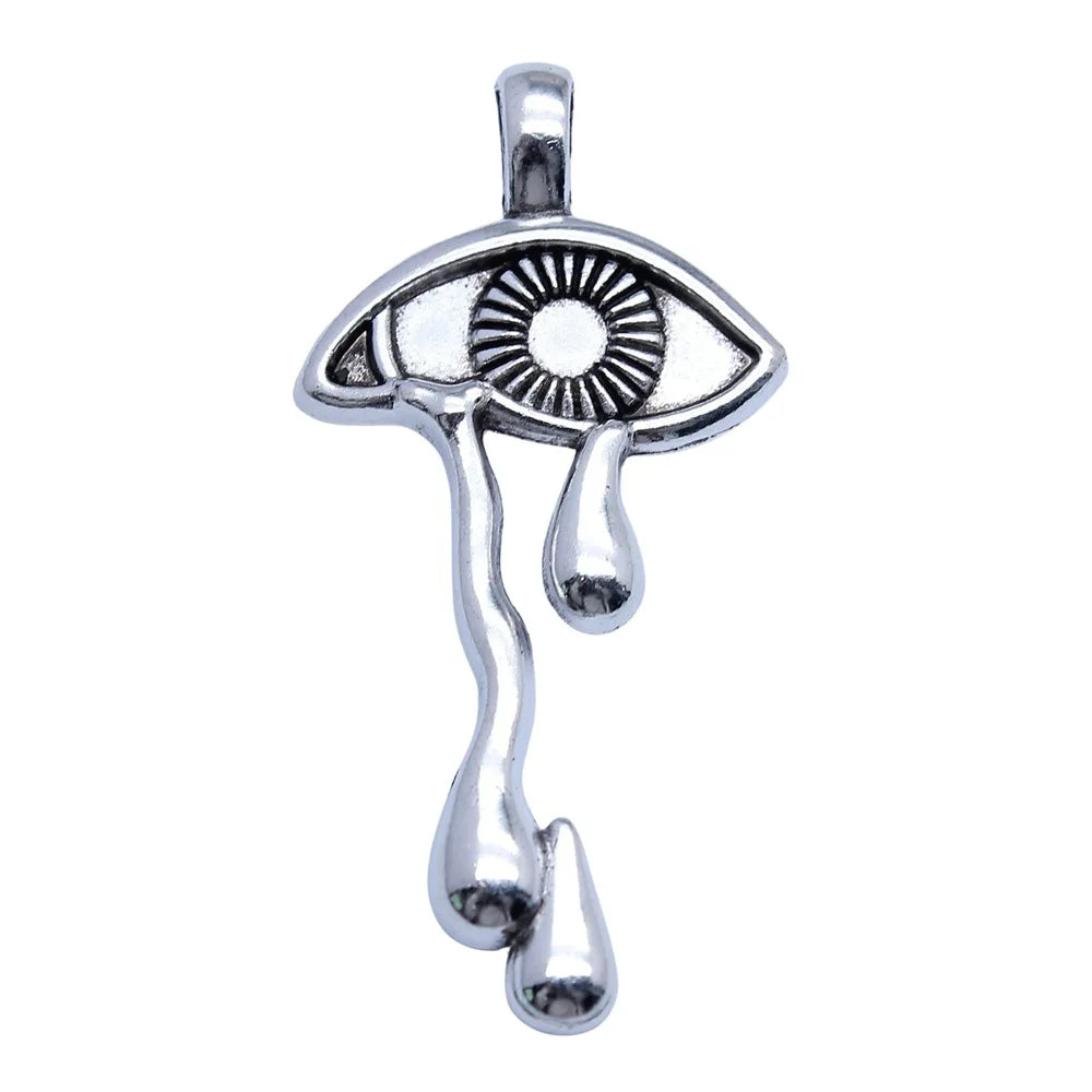 24x37mm 3.8g Antique Silver Zinc Alloy Crying Eye Charm Pendant for DIY Necklace Jewelry Making