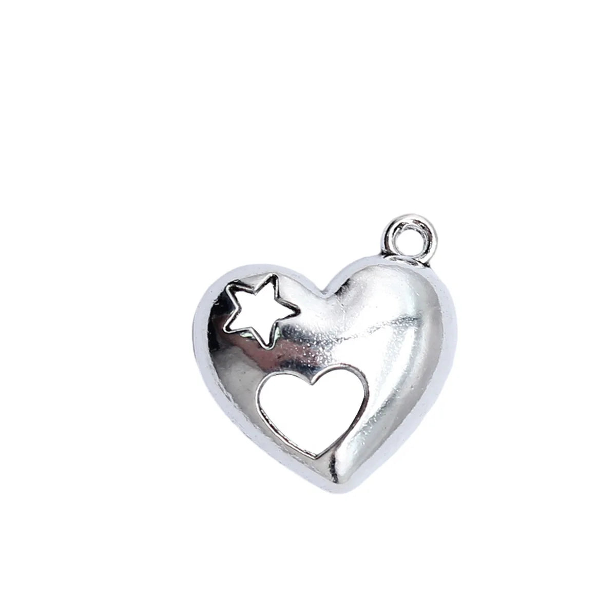 21x19mm 1.8g Antique Silver Zinc Alloy Star Heart Charm Pendant for DIY Necklace Bracelet Making