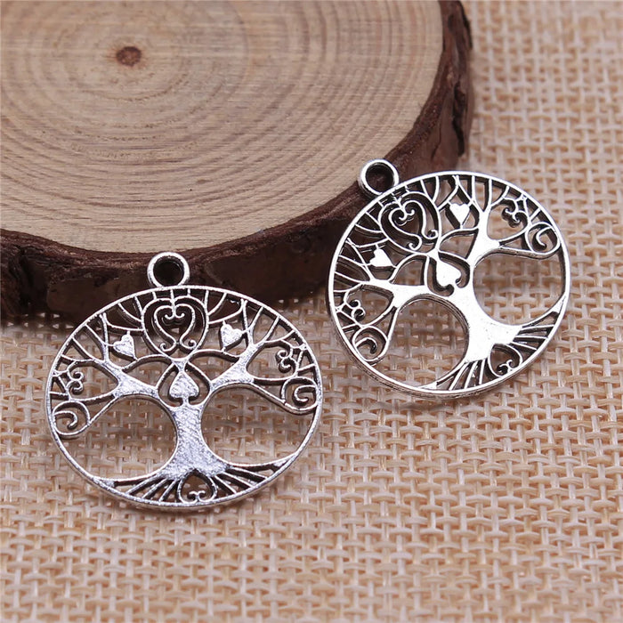 23x24mm 1.6g Antique Silver Zinc Alloy Tree of Life Charm Pendant for DIY Necklace Jewelry Making