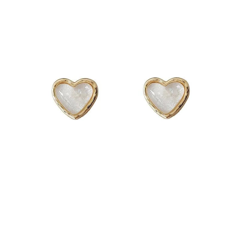 Korean Style Silver Plated Alloy Heart Stud Earrings For Women Minimalist Fashion Jewelry