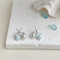 Fresh Sweet Ocean Style Copper Stud Earrings With Pearl Shell Starfish Silver Plated Posts