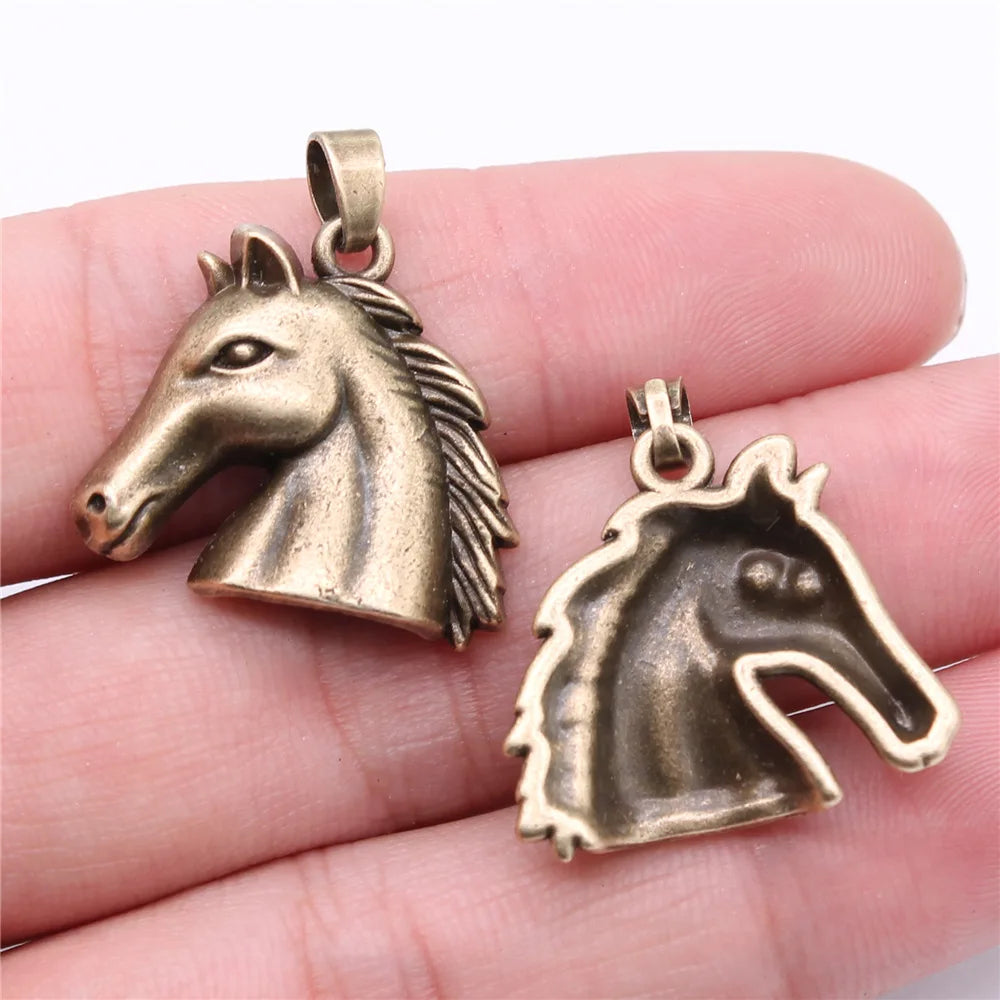 25x23mm 4.39g Multicolor Zinc Alloy Horse Head Charm Pendant for DIY Necklace Bracelet Jewelry Making