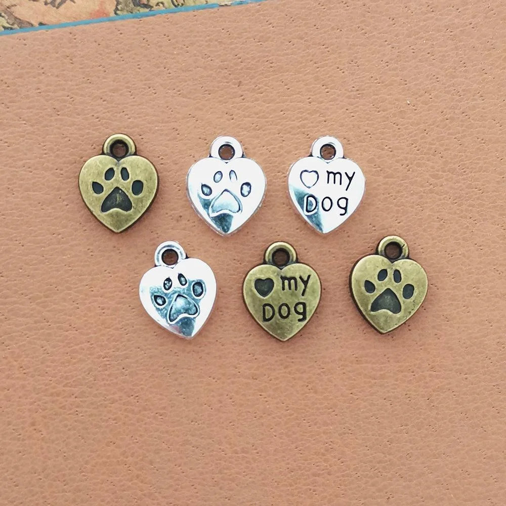 13x10MM Zinc Alloy Dog Heart Charm Pendant for DIY Necklace Bracelet Jewelry Making