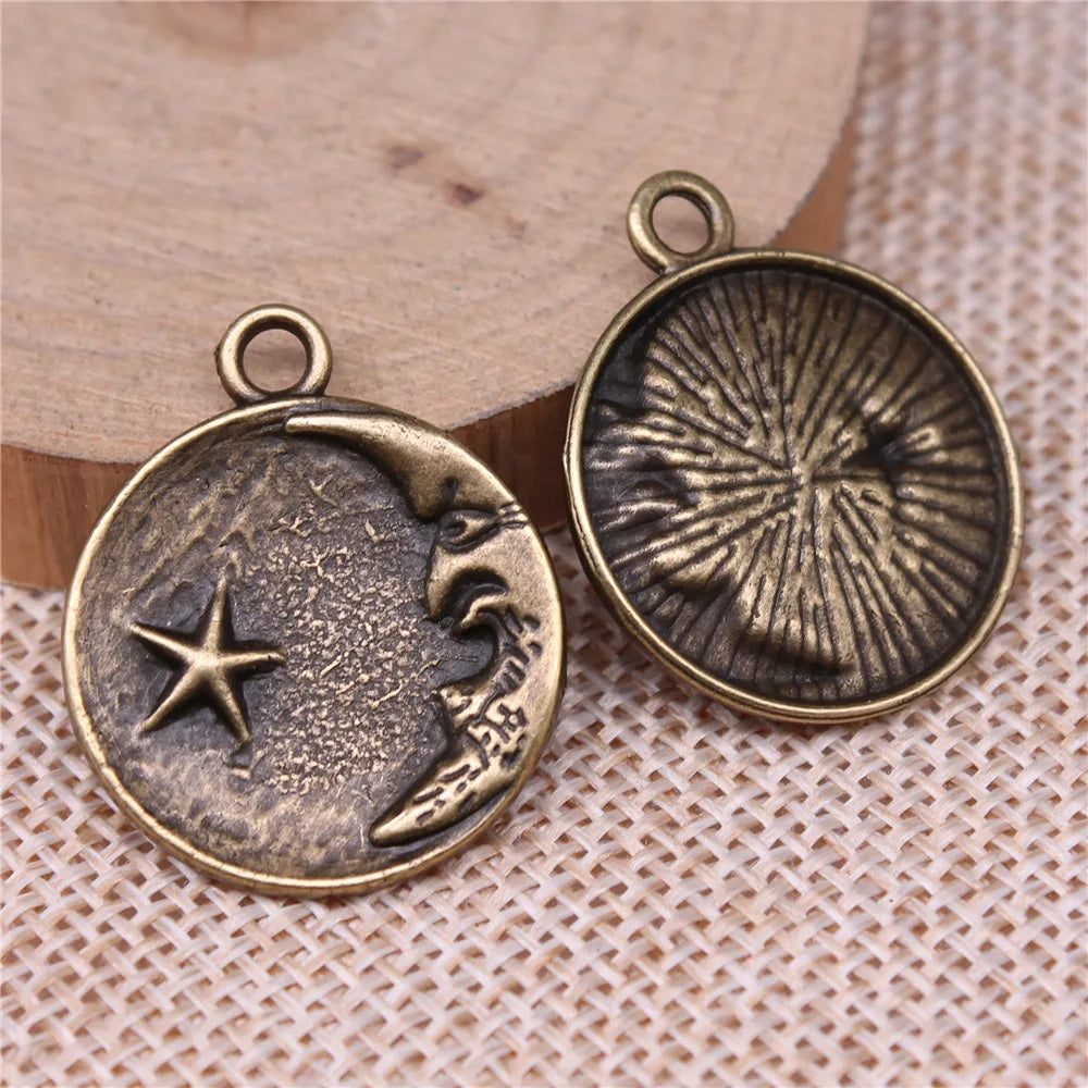 23x23mm 2.2g Multicolor Zinc Alloy Moon Star Charm Pendant for DIY Necklace Bracelet Jewelry Making