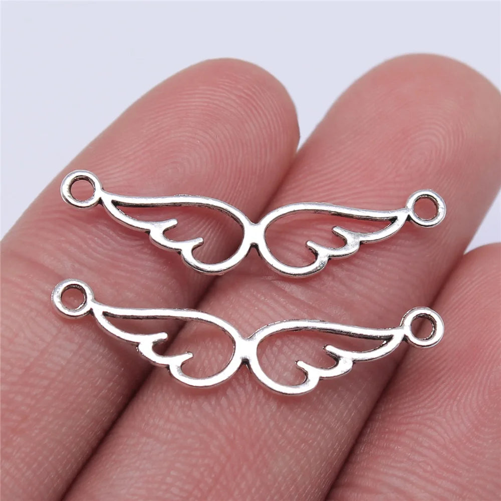 28x5mm 0.5g Multicolor Zinc Alloy Angel Wing Connector Charm for DIY Bracelet Necklace Making