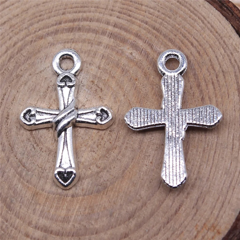 21x15mm 0.95g Multicolor Zinc Alloy Cross Charm Pendant for DIY Bracelet Necklace Jewelry Making
