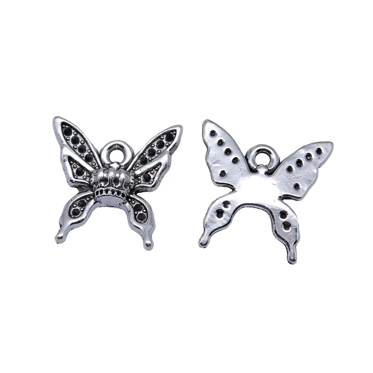 17x17mm 1.45g Antique Silver Zinc Alloy Crown Butterfly Charm Pendant for DIY Jewelry Making