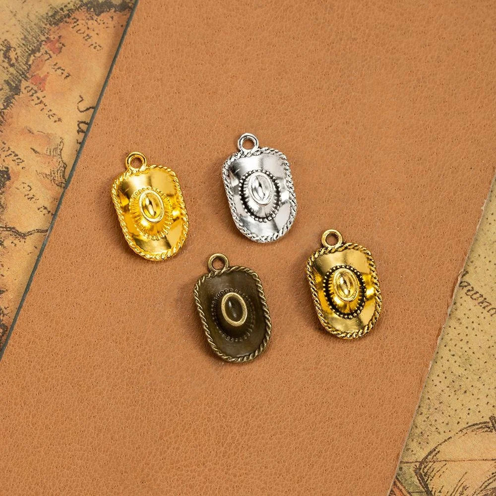 22x13MM Zinc Alloy Cow Cowboy Hat Charm Pendant for DIY Necklace Bracelet Jewelry Making