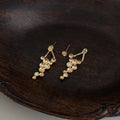 14K Plated Copper Micro Pave Zircon Geometric Round Two Way Drop Earrings
