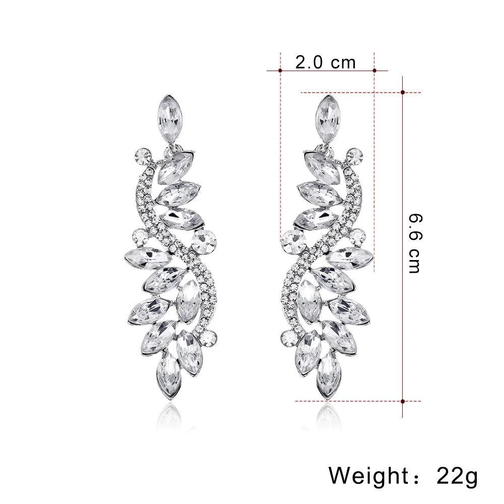 Elegant Long Alloy Rhinestone Crystal Tassel Earrings For Women Bridal Wedding Banquet Party Jewelry Gift