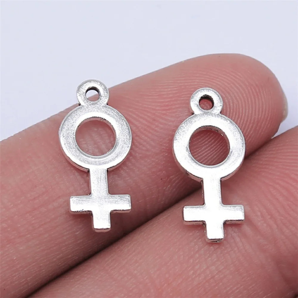 18x8mm 0.6g Antique Silver Zinc Alloy Female Symbol Charm Pendant for DIY Necklace Bracelet
