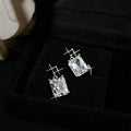 Sparkling Square Zircon Star Stud Earrings Copper High End Commuter Jewelry