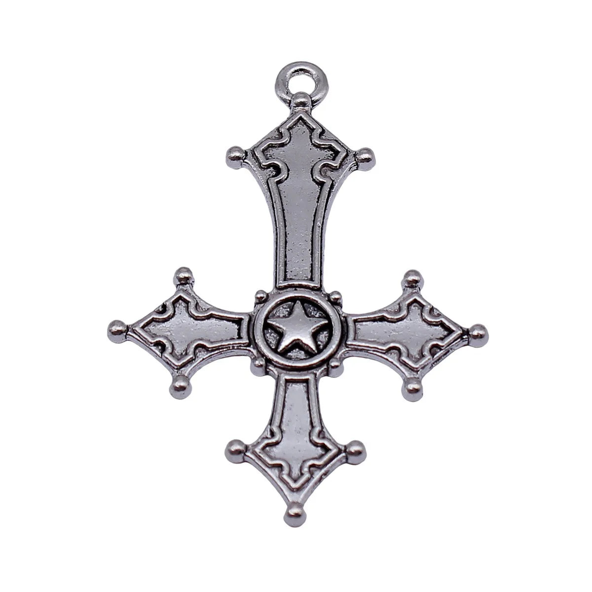 54x39mm 5.8g Antique Silver Tone Zinc Alloy Inverted Cross Charm Pendant for Gothic DIY Jewelry