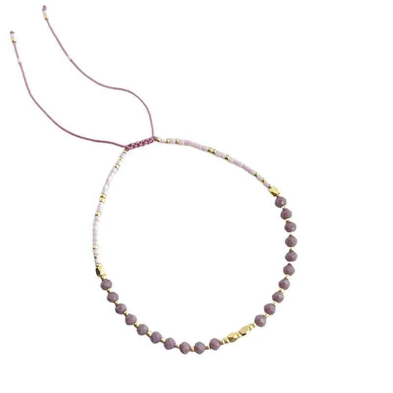 Bohemian Handmade Glass Crystal Beaded Bracelet For Women Geometric Ring Vacation Jewelry
