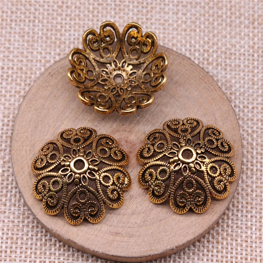29x29x9mm 5.5g Multicolor Zinc Alloy Large Flower Bead Cap Jewelry Findings for DIY Pendant Making