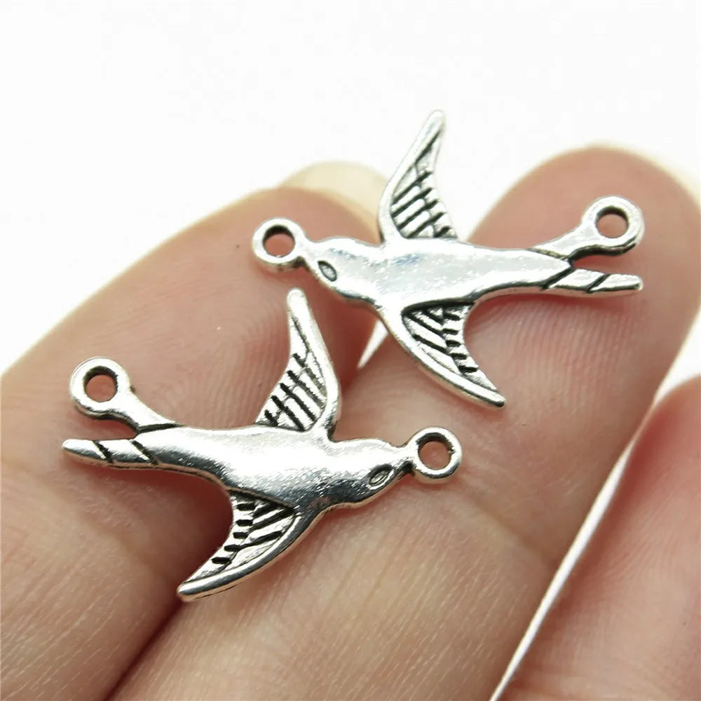 20x17mm 0.8g Multicolor Zinc Alloy Bird Connector Charm for DIY Bracelet Necklace Jewelry Making