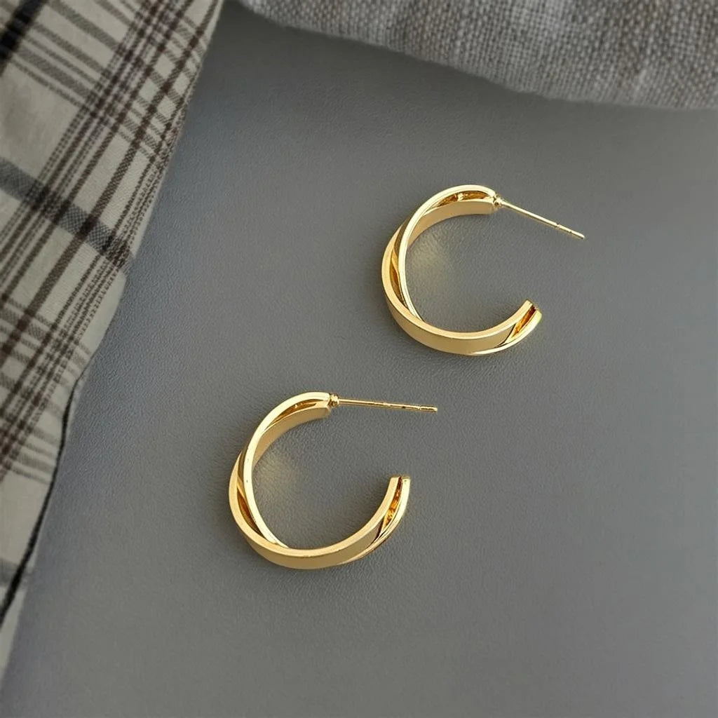 Eco-Friendly Copper Minimalist Cross Circle Geometric Hoop Earrings For Women