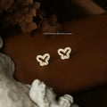 Mini Hollow Butterfly Stud Earrings Copper Zircon Light Luxury Minimalist Daily Jewelry