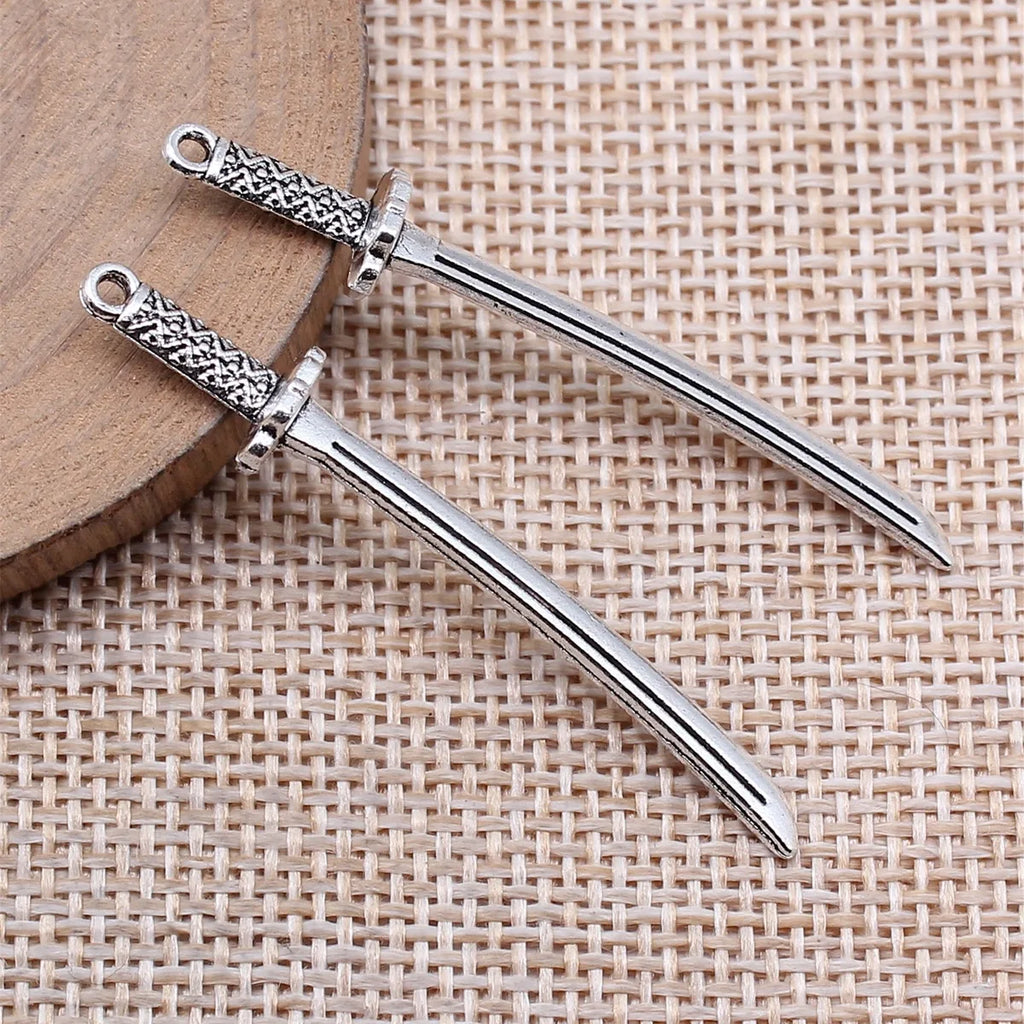 49mm 1.4g Multicolor Zinc Alloy Anime Cosplay Sword Weapon Charm Pendant for DIY Jewelry Making