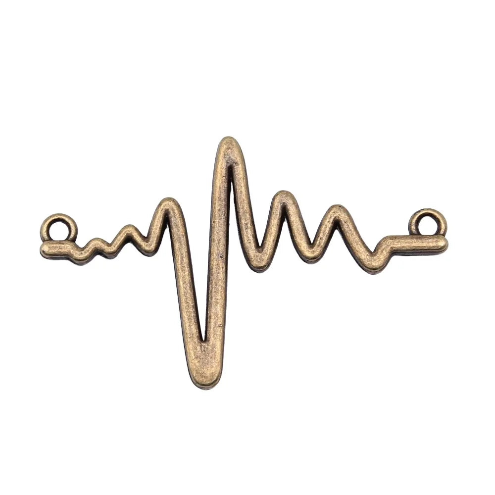 22x36mm 1.8g Multicolor Zinc Alloy Heart Heartbeat Connector Charm for DIY Bracelet Jewelry Making