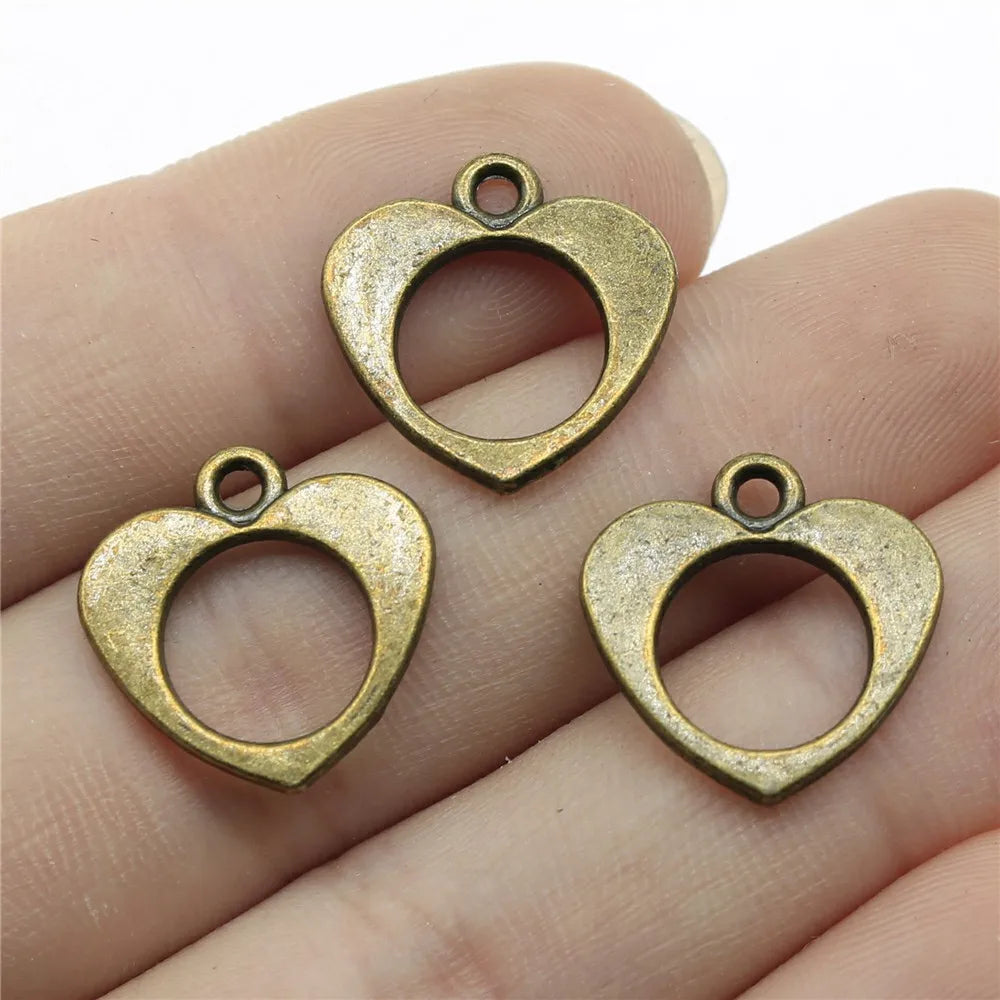 17x17mm 1.2g Multicolor Zinc Alloy Hollow Heart Charm Pendant for DIY Necklace Bracelet Making