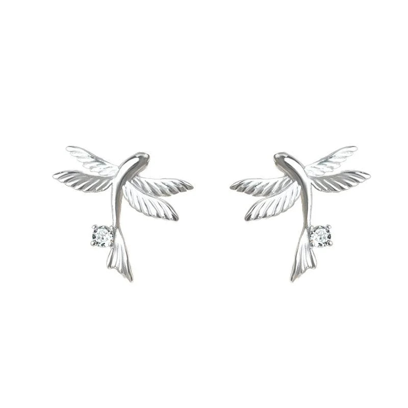 Flying Fish Carp Micro Pave Zircon Copper Stud Earrings Fashion Luxury Style