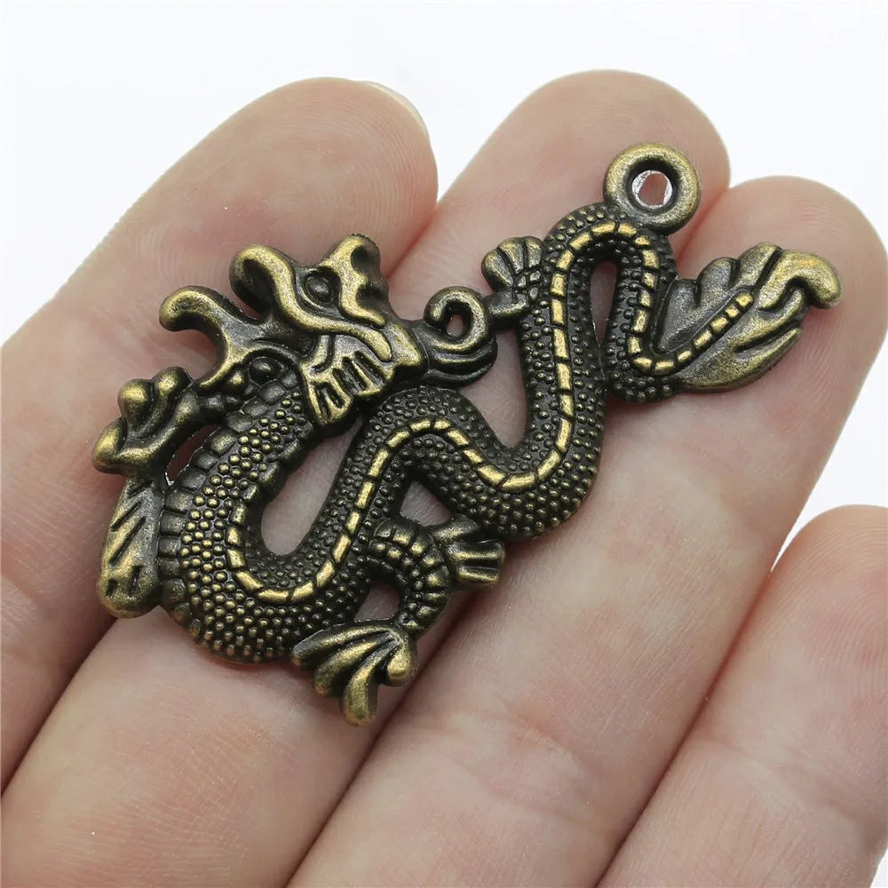 54x33mm 6.4g Multicolor Zinc Alloy Dragon Charm Pendant for DIY Necklace Bracelet Jewelry Making