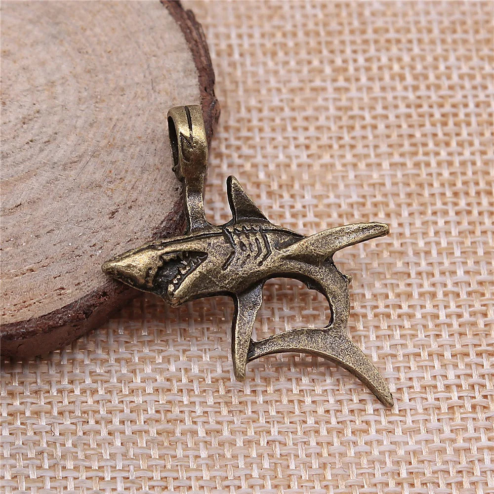 33x38mm 3.6g Multi Color Zinc Alloy Shark Charm Pendant for DIY Ocean Theme Jewelry Making