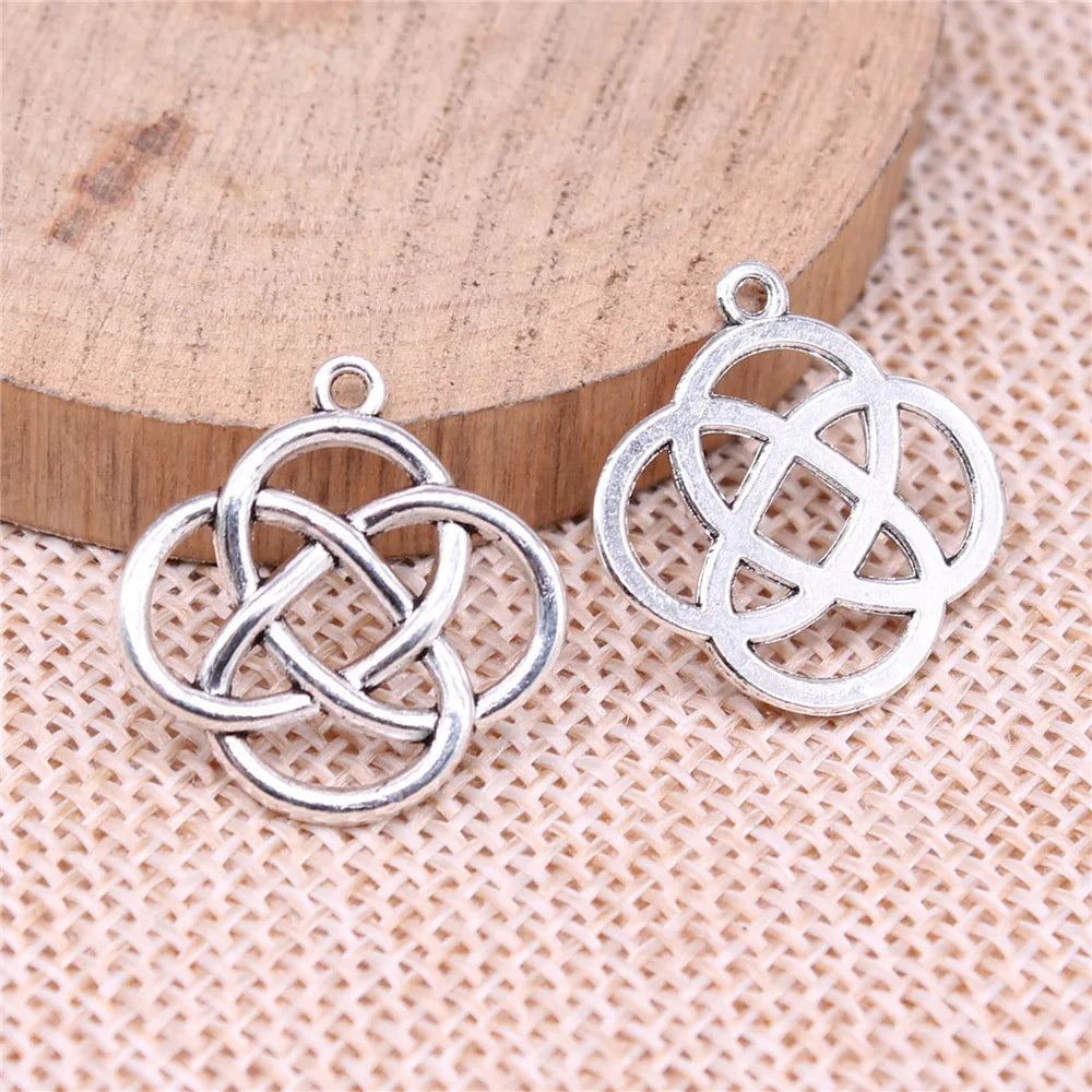 22x20mm 1.5g Multicolor Zinc Alloy Chinese Knot Charm Pendant for DIY Necklace Bracelet Making