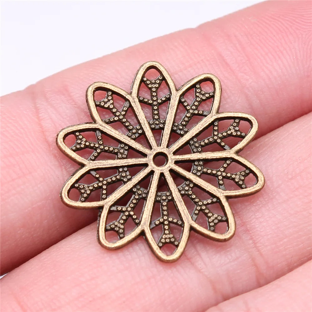 25x25mm 1.8g Multicolor Zinc Alloy Flower Spacer Beads for DIY Bracelet Necklace Making