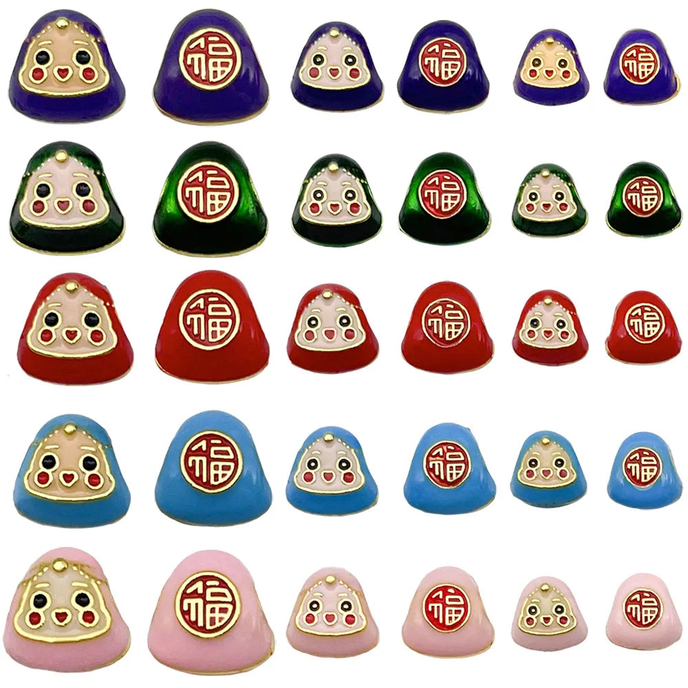 Zinc Alloy Enamel Smiling Zongzi Spacer Beads for DIY Festival Bracelets