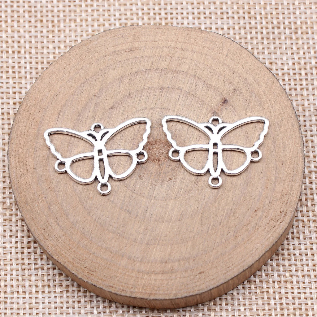 17x24mm 1g Antique Silver Zinc Alloy Hollow Butterfly Connector Charm for DIY Jewelry Making