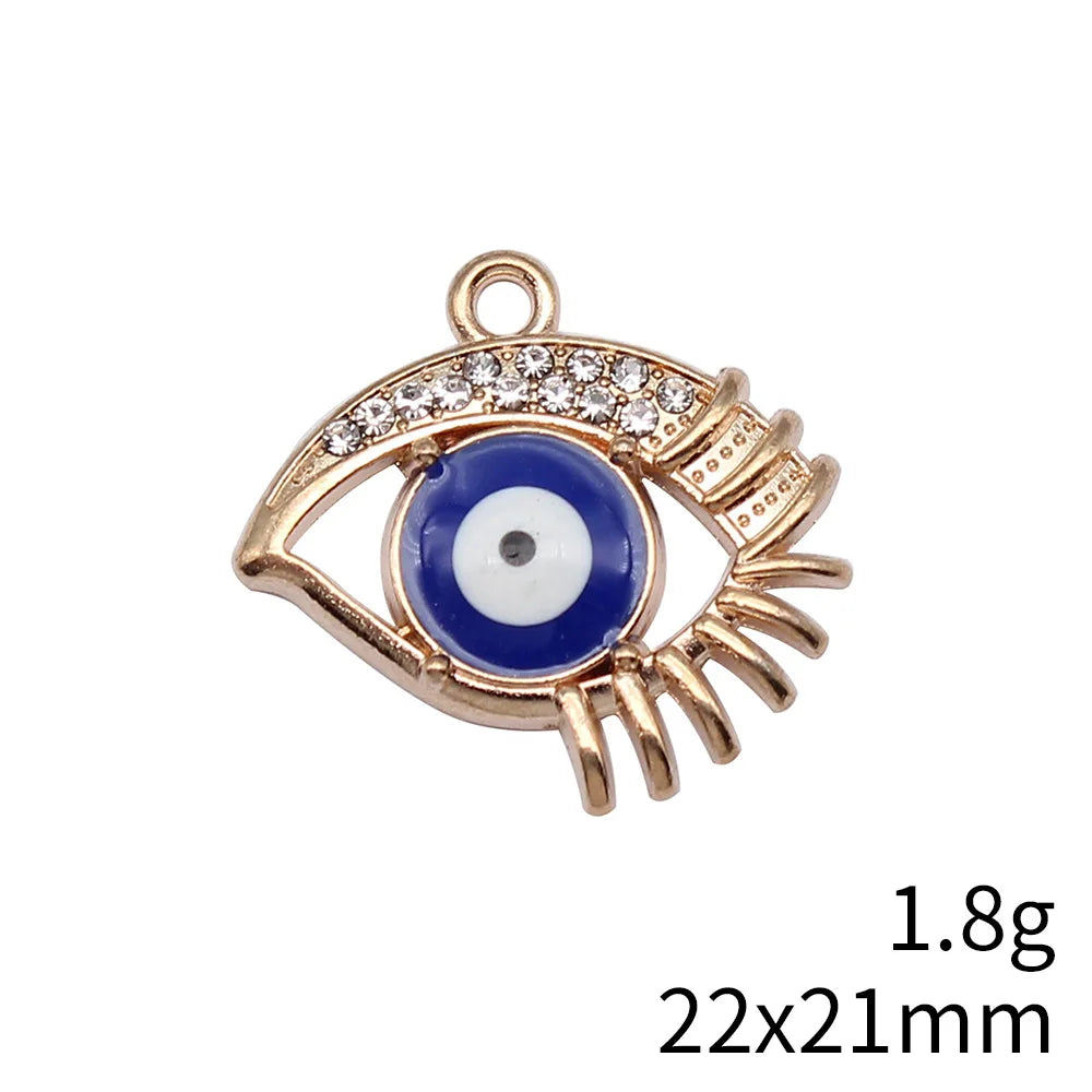 22x21mm 1.8g KC Gold Zinc Alloy Evil Eye Charm Pendant for DIY Necklace Bracelet Jewelry Making