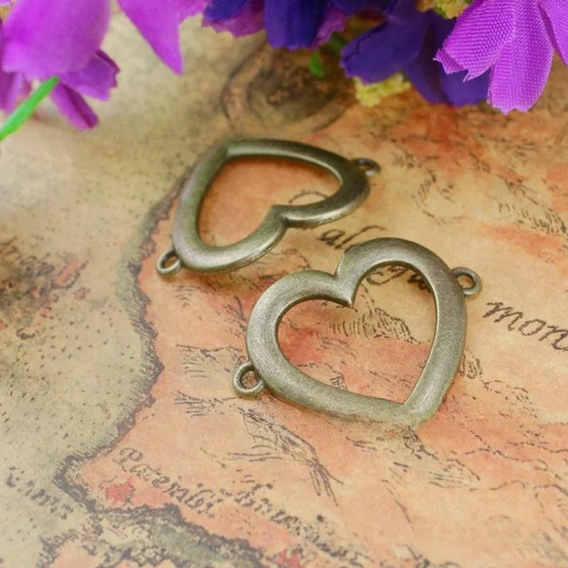 33x25MM Zinc Alloy Heart Charm Pendant for DIY Necklace Bracelet Jewelry Making