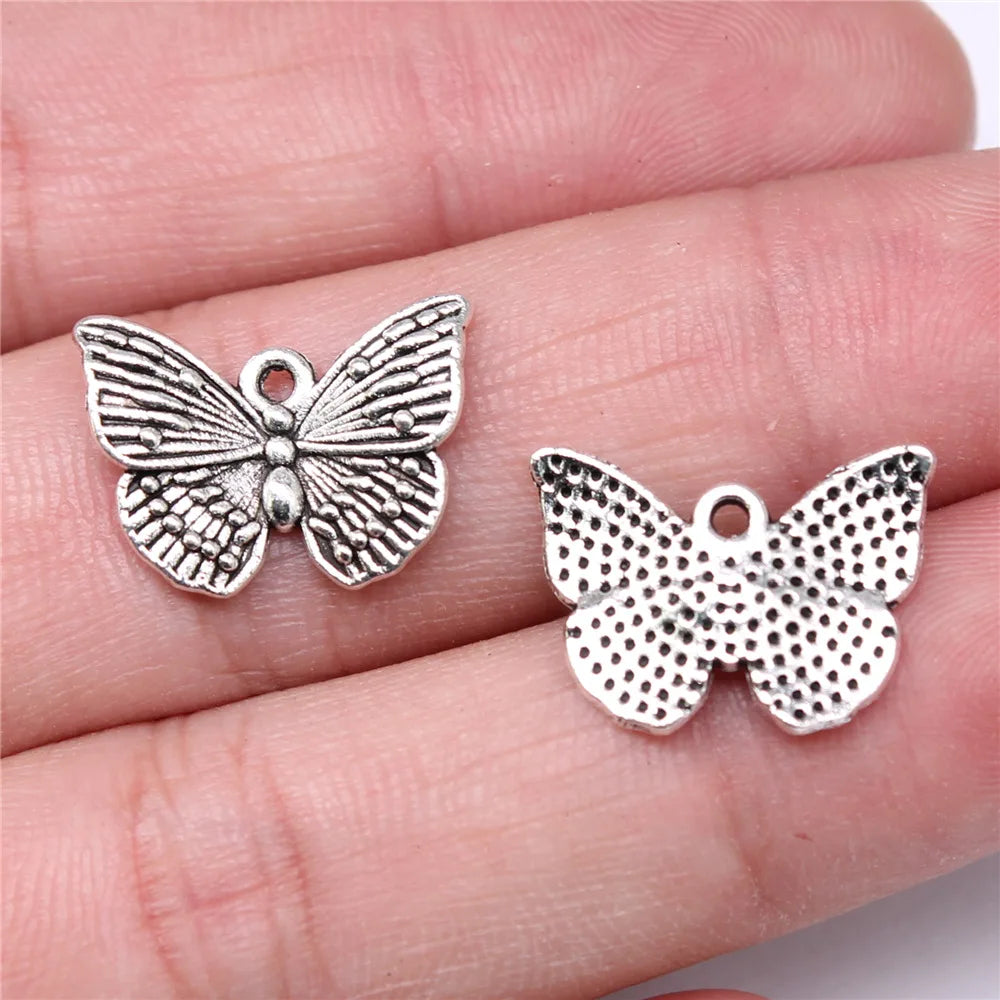 13x18mm 1.1g Multicolor Zinc Alloy Butterfly Charm Pendant for DIY Handmade Necklace Jewelry