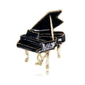Elegant Black Enamel Grand Piano Brooch, Gold Tone Alloy Musical Instrument Lapel Pin Suit Accessory Gift