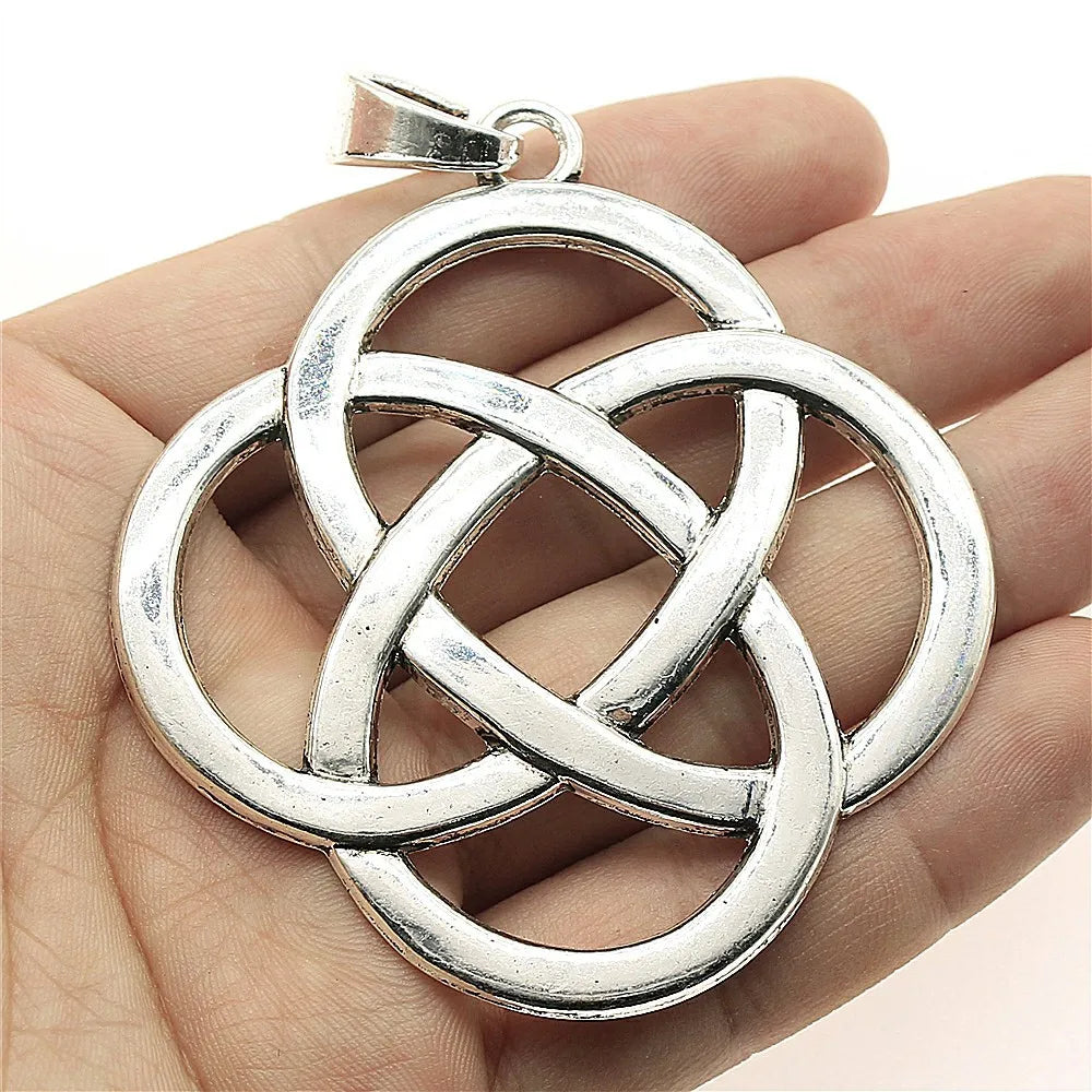 73x66mm 19g Antique Silver Zinc Alloy Chinese Knot Charm Pendant for DIY Necklace Jewelry Making