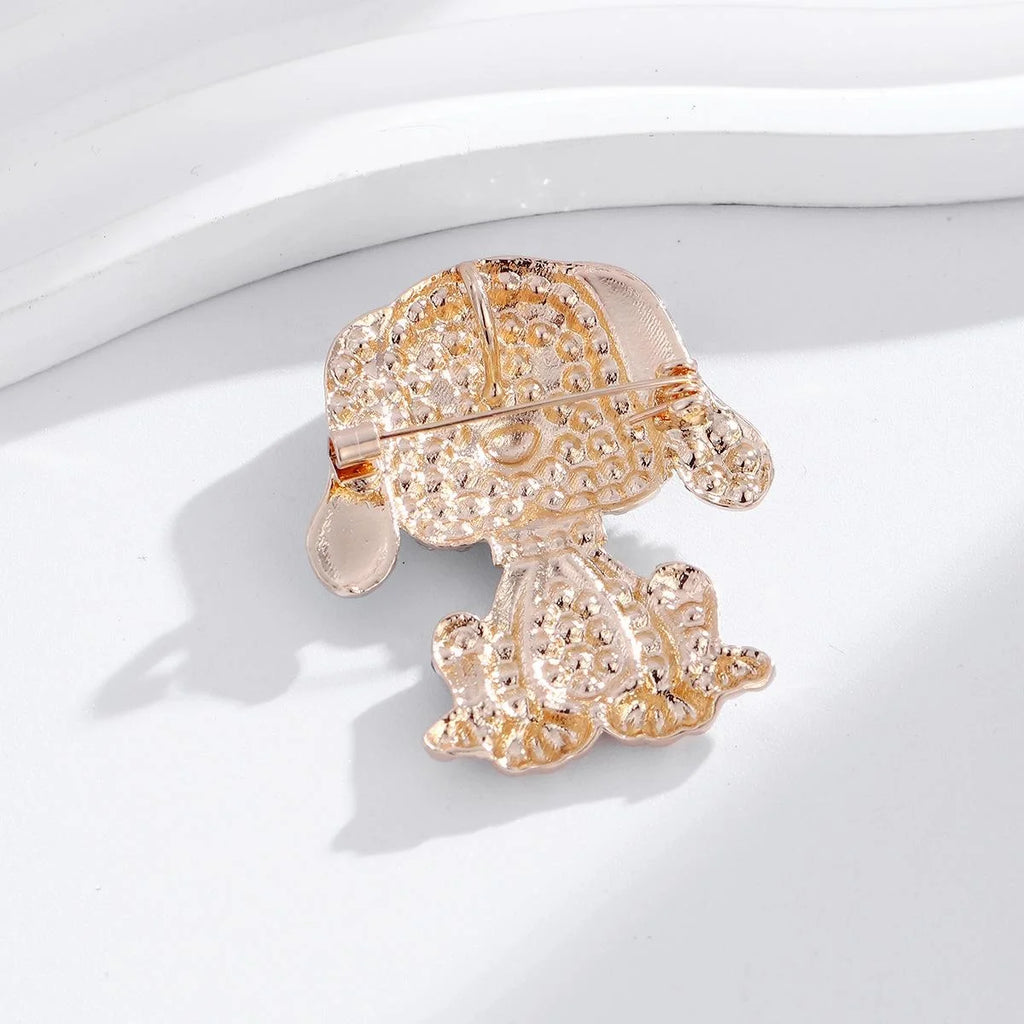 Cute Cartoon Puppy Rhinestone Enamel Alloy Brooch, Luxury Dog Lapel Pin Corsage For Suit Coat Gift